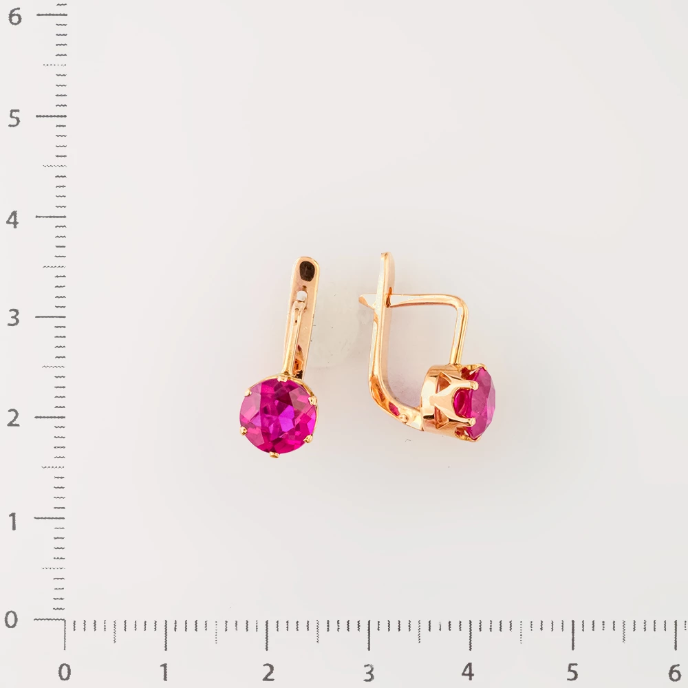 Серьги с фианитом из красного золота 583 пробы