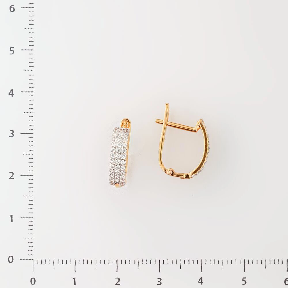 Серьги с фианитом из красного золота 585 пробы