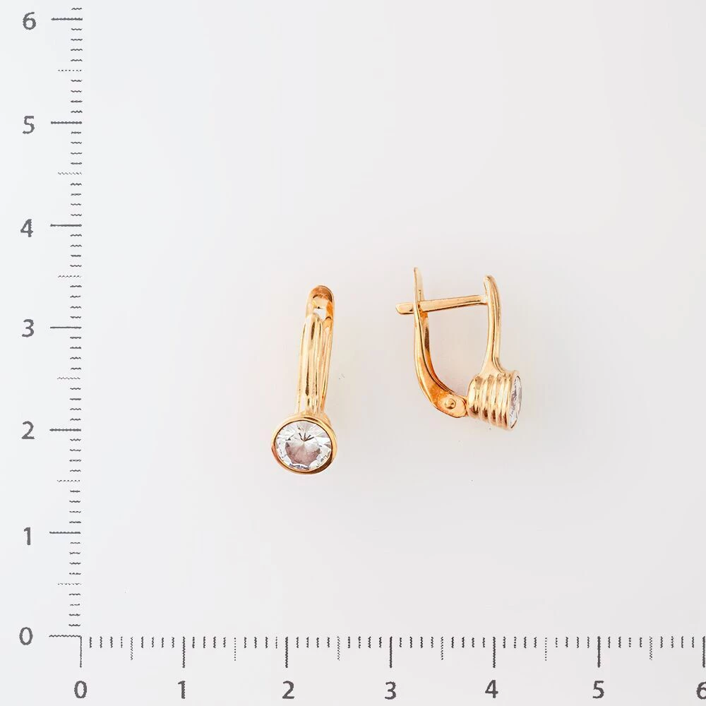 Серьги с фианитом из красного золота 585 пробы