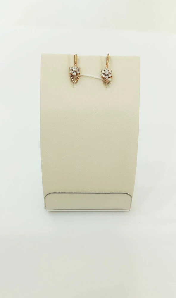 Серьги с фианитом из красного золота 585 пробы