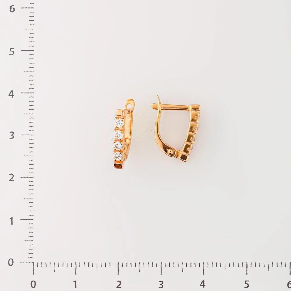 Серьги с фианитом из красного золота 585 пробы