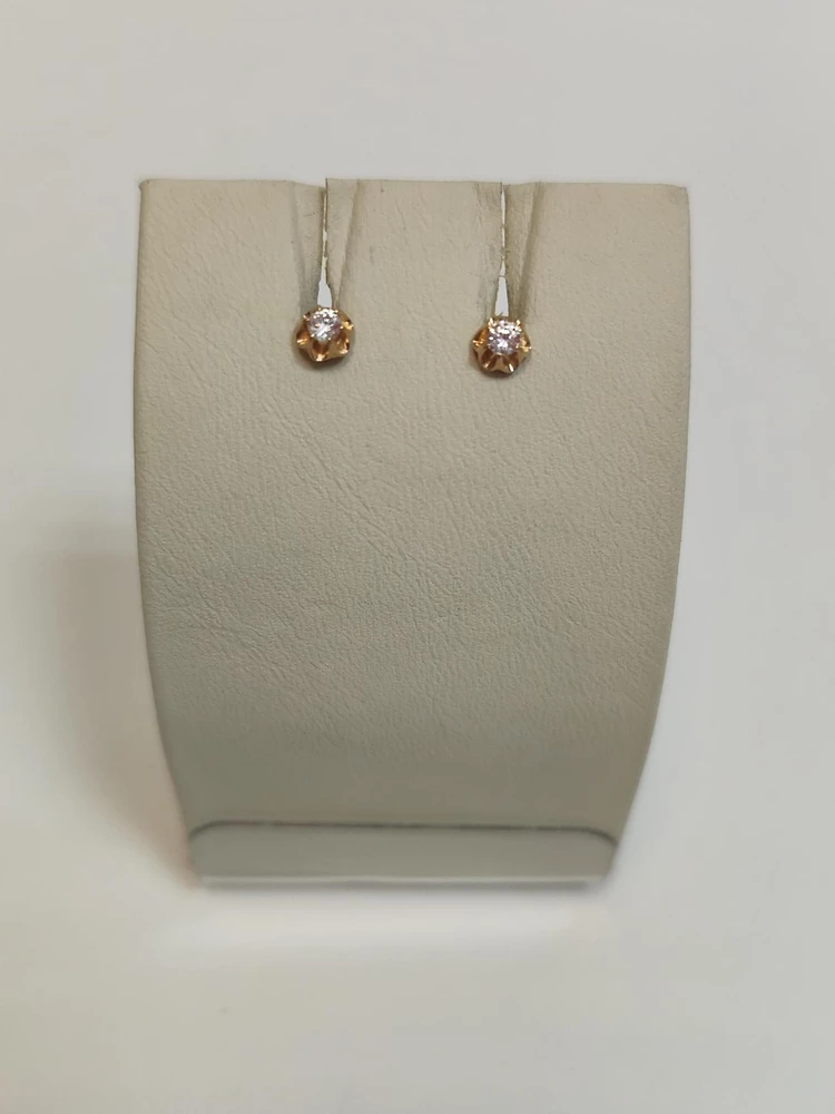 Серьги с фианитом из красного золота 585 пробы