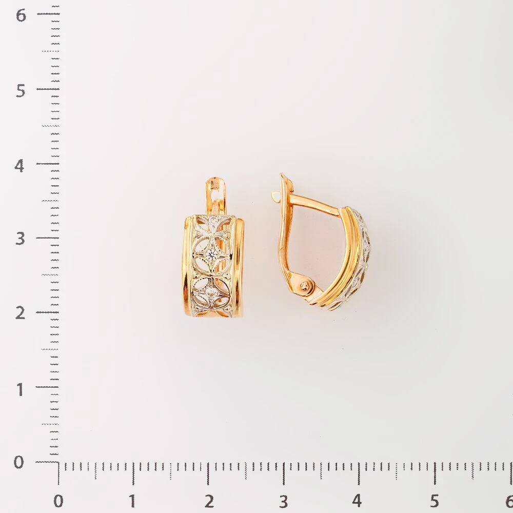 Серьги с фианитом из красного золота 585 пробы