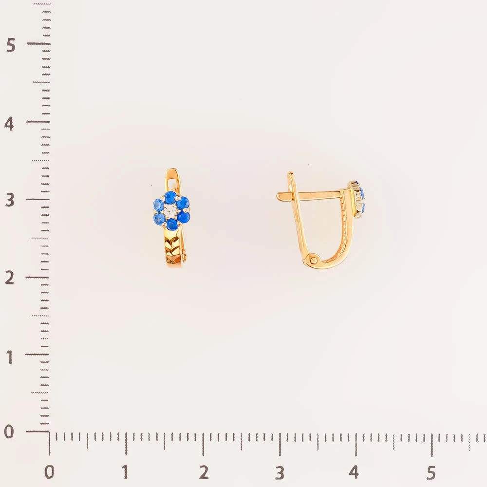 Серьги с фианитом из красного золота 585 пробы