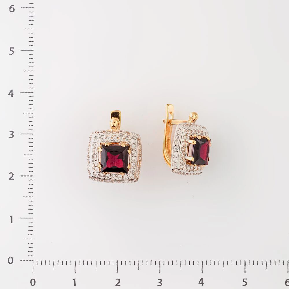 Серьги с гранатом из красного золота 585 пробы