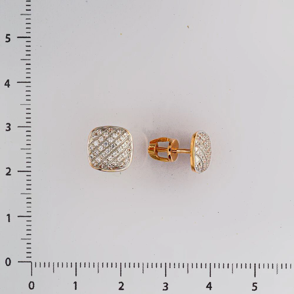 Серьги с фианитом из красного золота 585 пробы