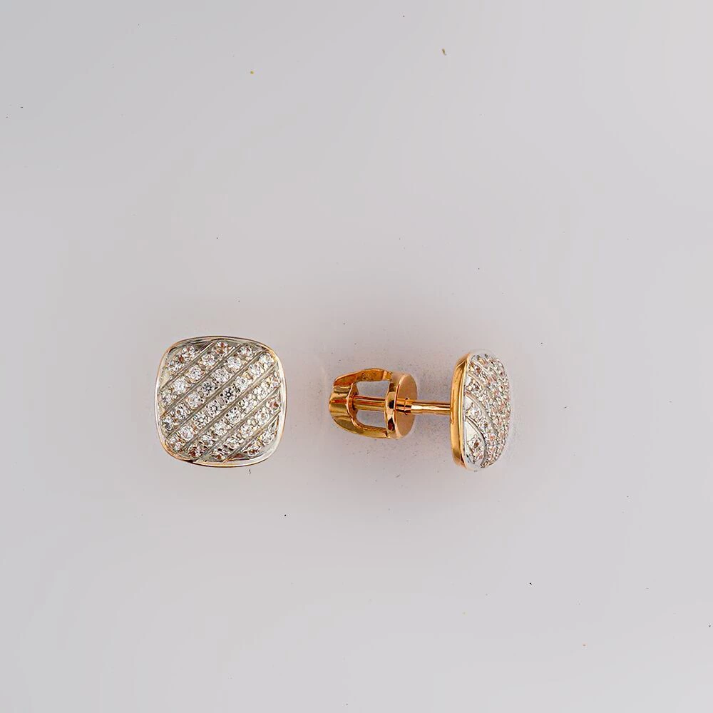 Серьги с фианитом из красного золота 585 пробы