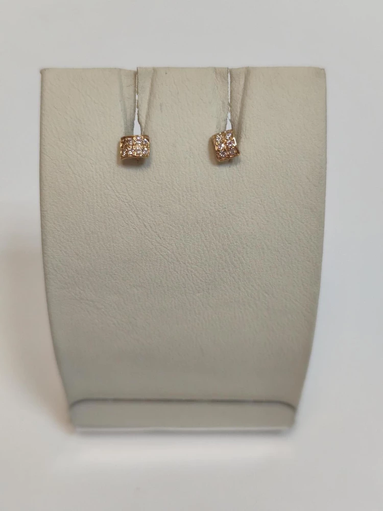 Серьги с фианитом из красного золота 585 пробы