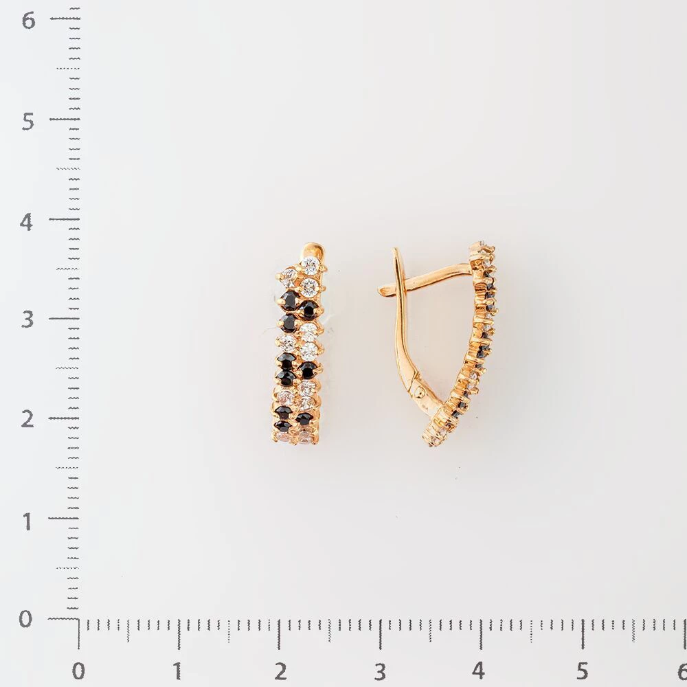 Серьги с фианитом из красного золота 585 пробы