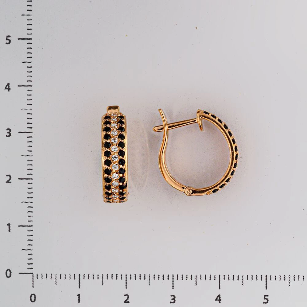 Серьги с фианитом из красного золота 585 пробы