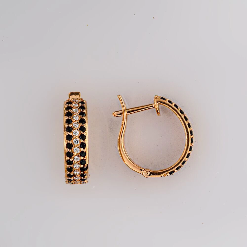 Серьги с фианитом из красного золота 585 пробы