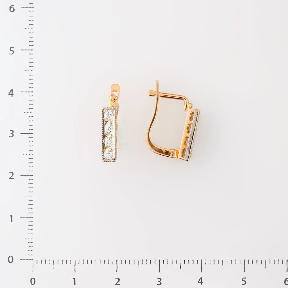 Серьги с фианитом из красного золота 585 пробы