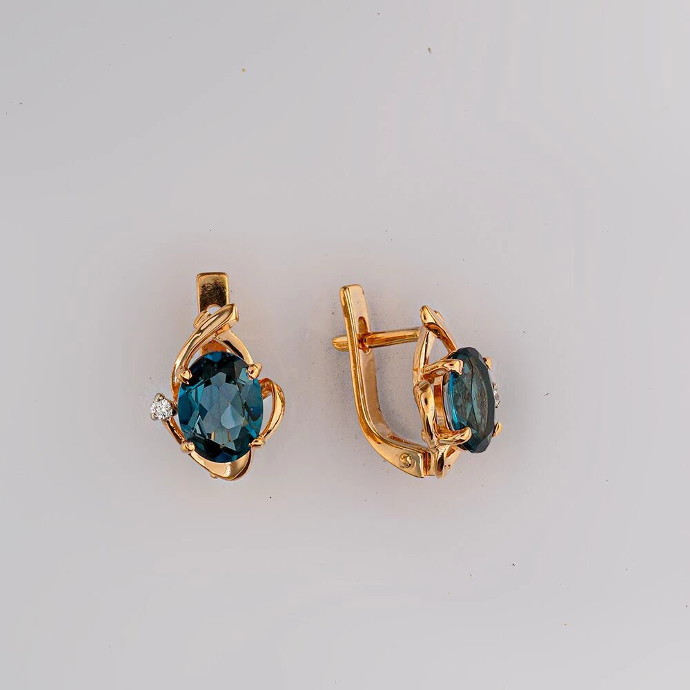 Серьги с топазом лондон из красного золота 585 пробы