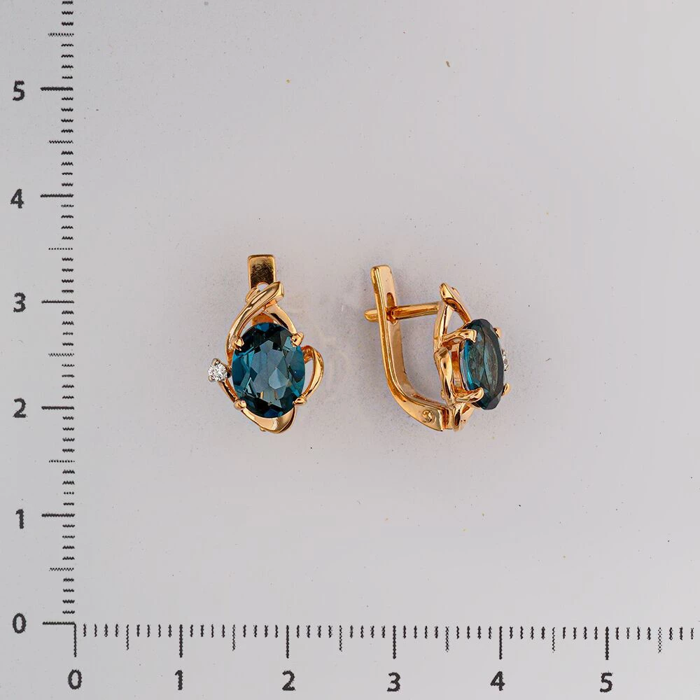 Серьги с топазом лондон из красного золота 585 пробы