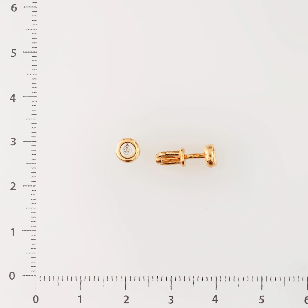 Серьги с бриллиантом из красного золота 585 пробы