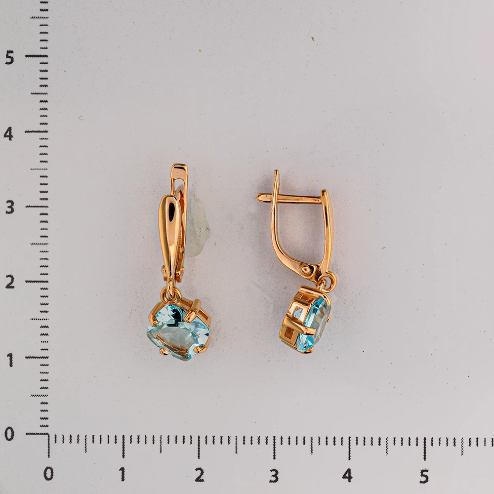 Серьги с топазом из красного золота 585 пробы