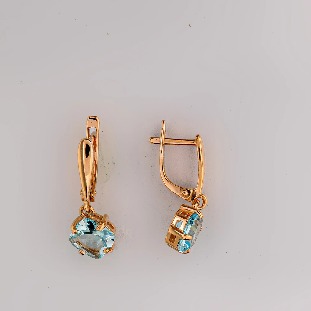 Серьги с топазом из красного золота 585 пробы