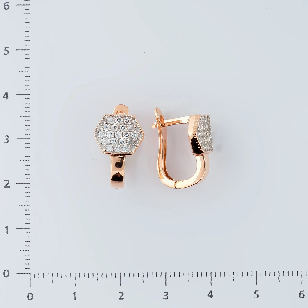 Серьги с фианитом из красного золота 585 пробы