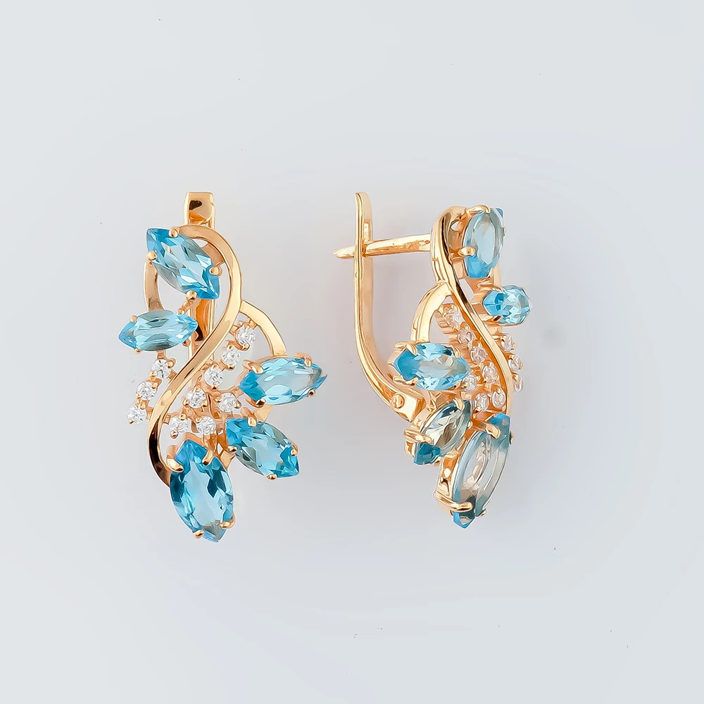 Серьги с топазом из красного золота 585 пробы