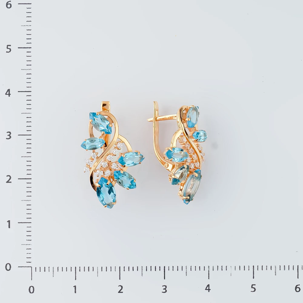 Серьги с топазом из красного золота 585 пробы