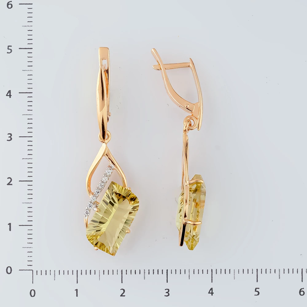 Серьги с ситаллом из красного золота 585 пробы