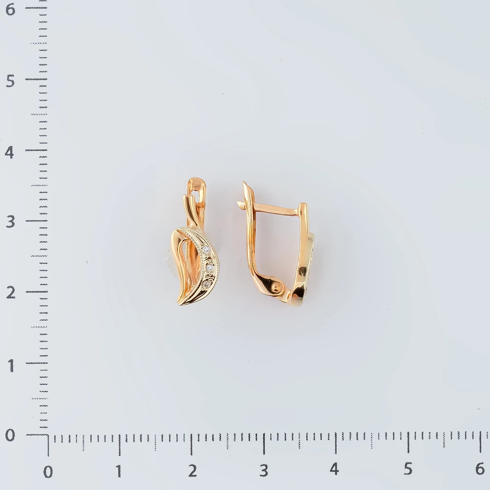 Серьги с фианитом из красного золота 585 пробы