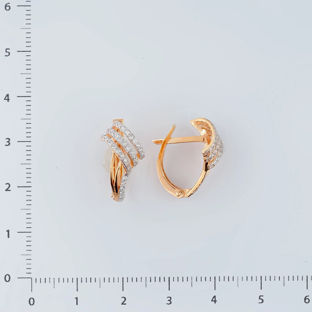 Серьги с фианитом из красного золота 585 пробы