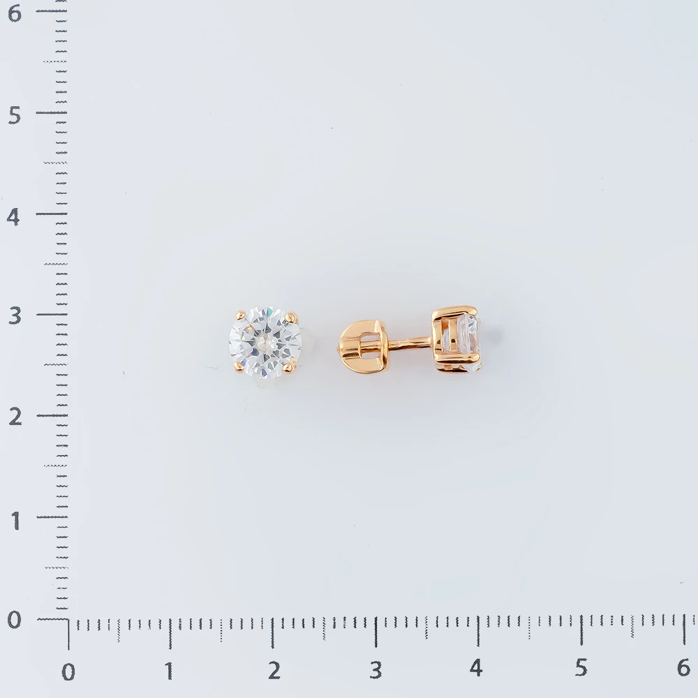 Серьги с фианитом из красного золота 585 пробы