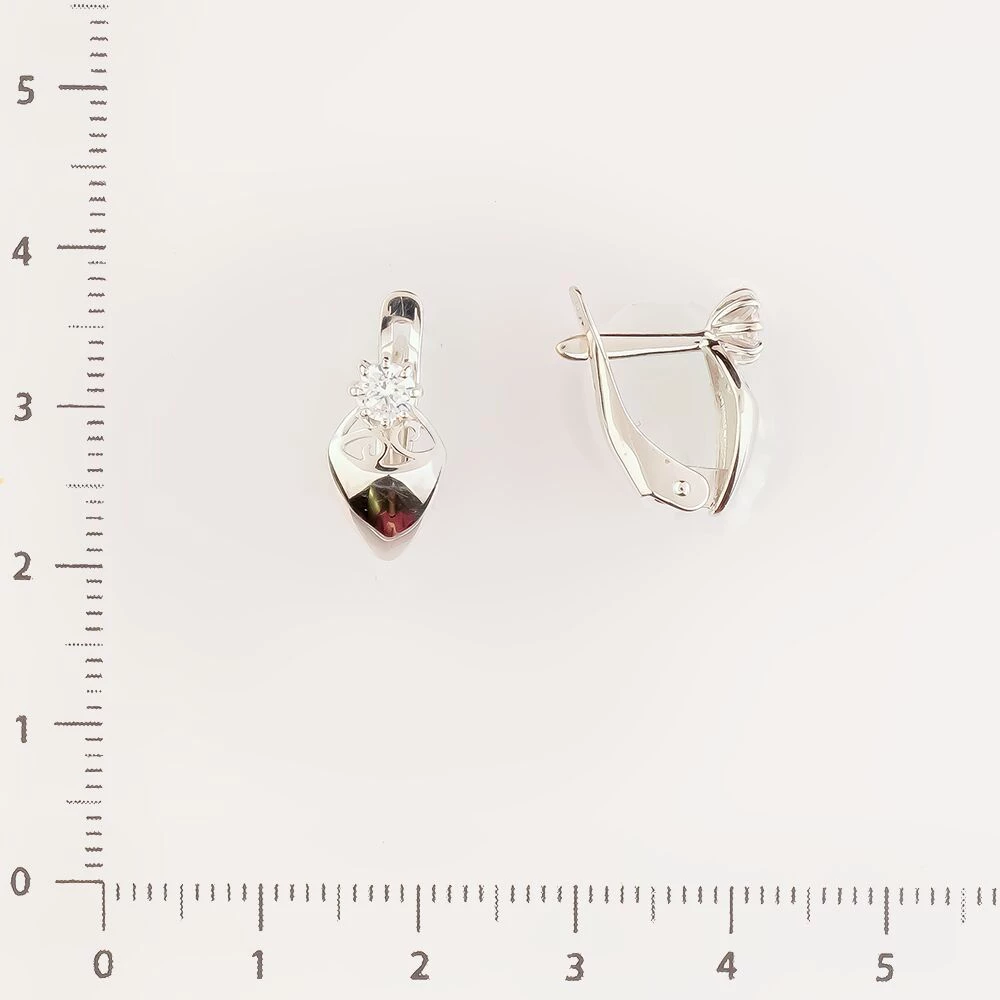 Серьги с фианитом из белого золота 585 пробы