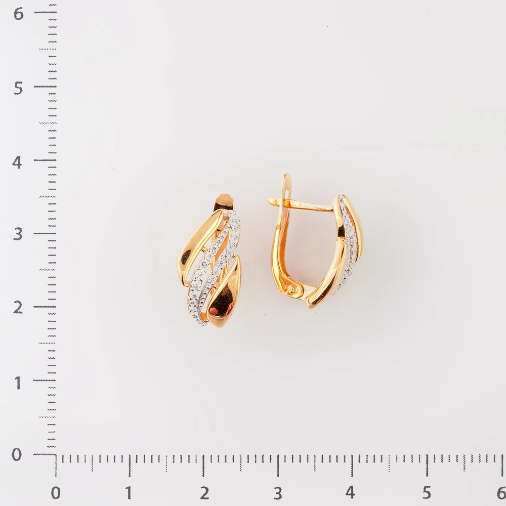 Серьги с фианитом из красного золота 585 пробы