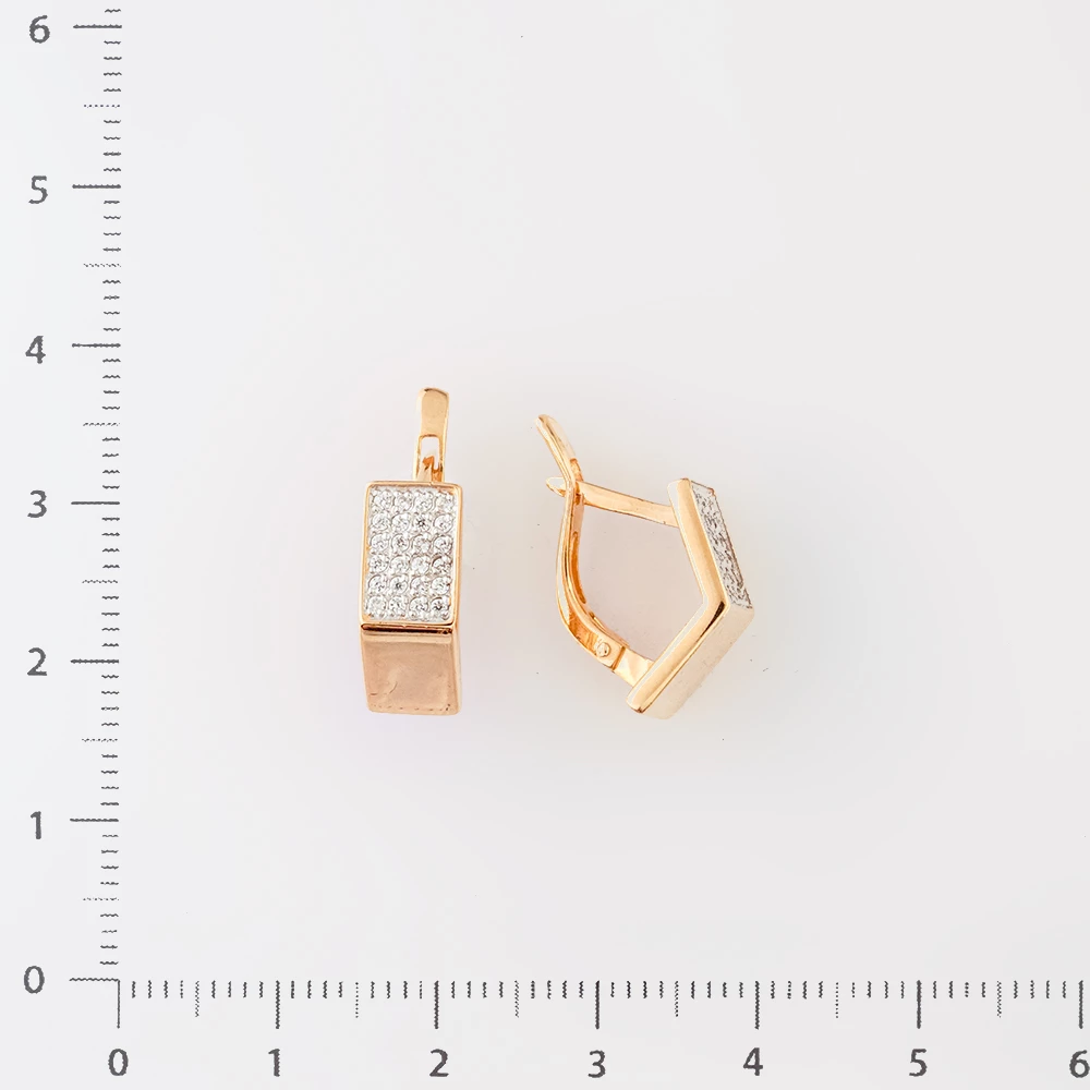 Серьги с фианитом из красного золота 585 пробы