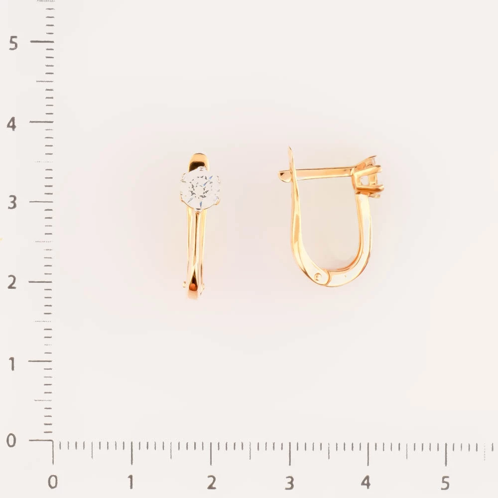 Серьги с фианитом из красного золота 585 пробы