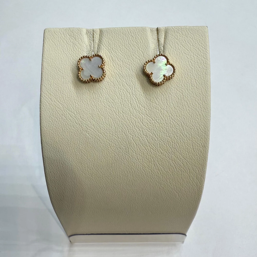 Серьги с перламутром из красного золота 585 пробы