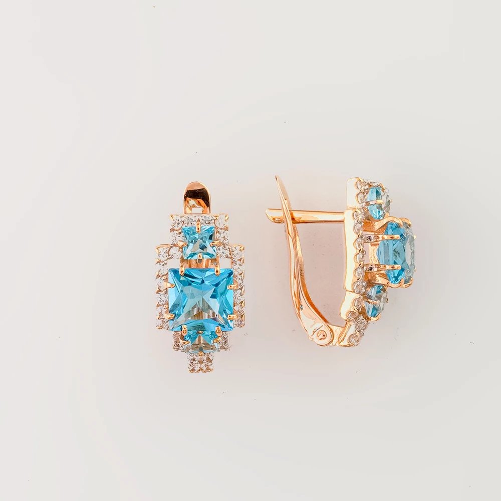 Серьги с топазом из красного золота 585 пробы