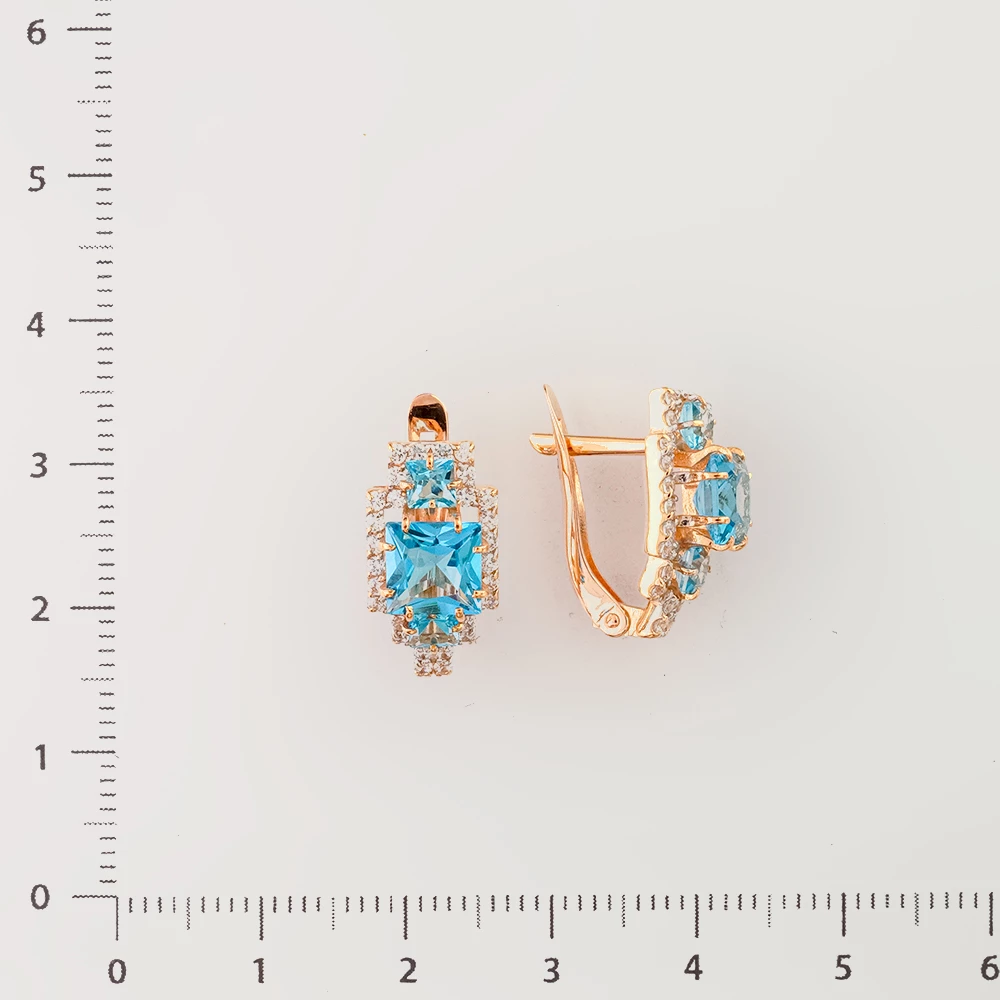 Серьги с топазом из красного золота 585 пробы