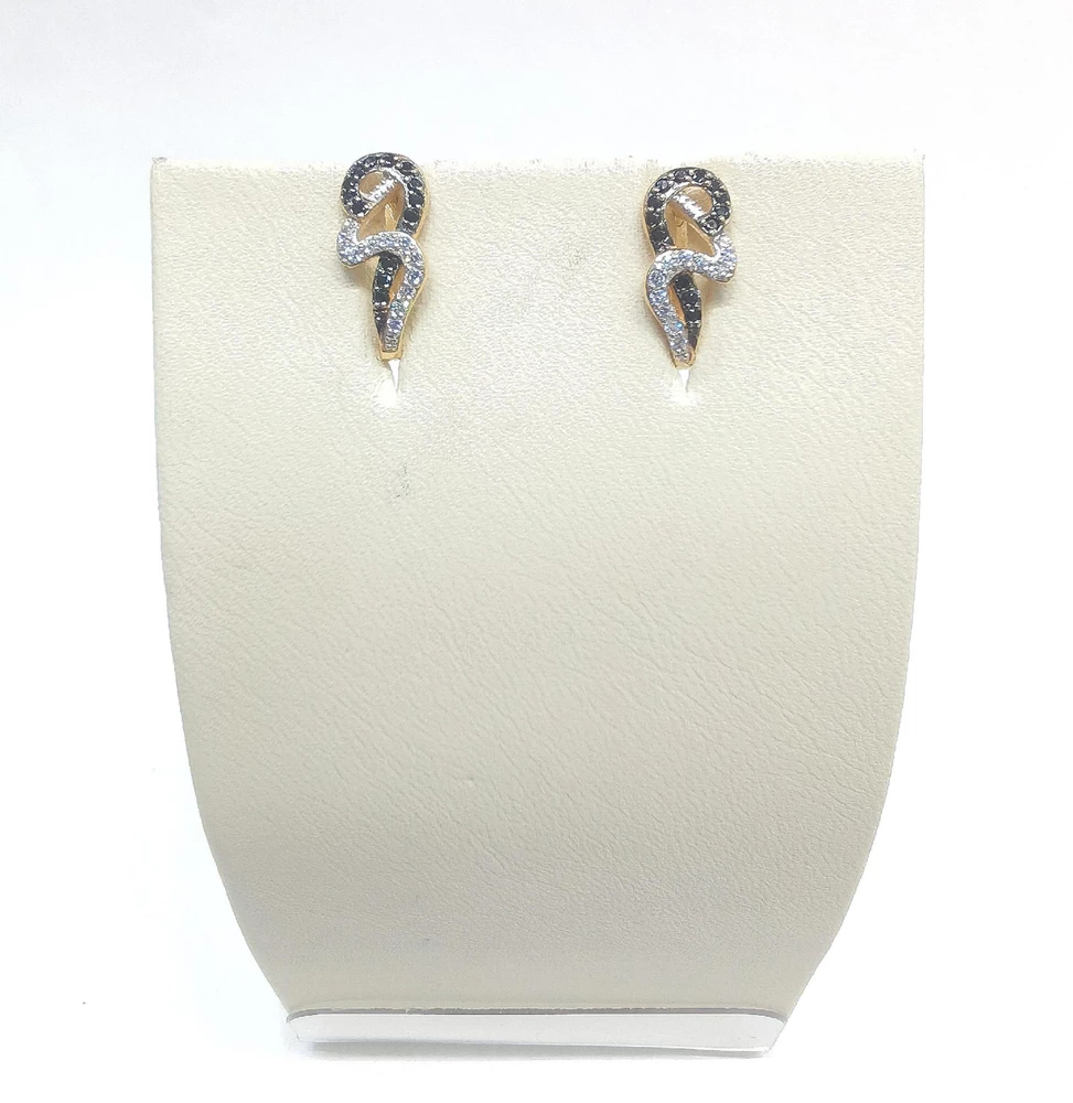 Серьги с фианитом из красного золота 585 пробы