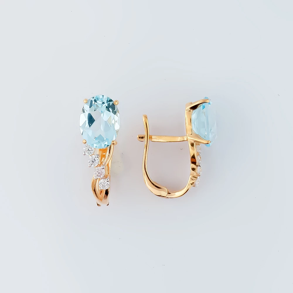 Серьги с топазом из красного золота 585 пробы