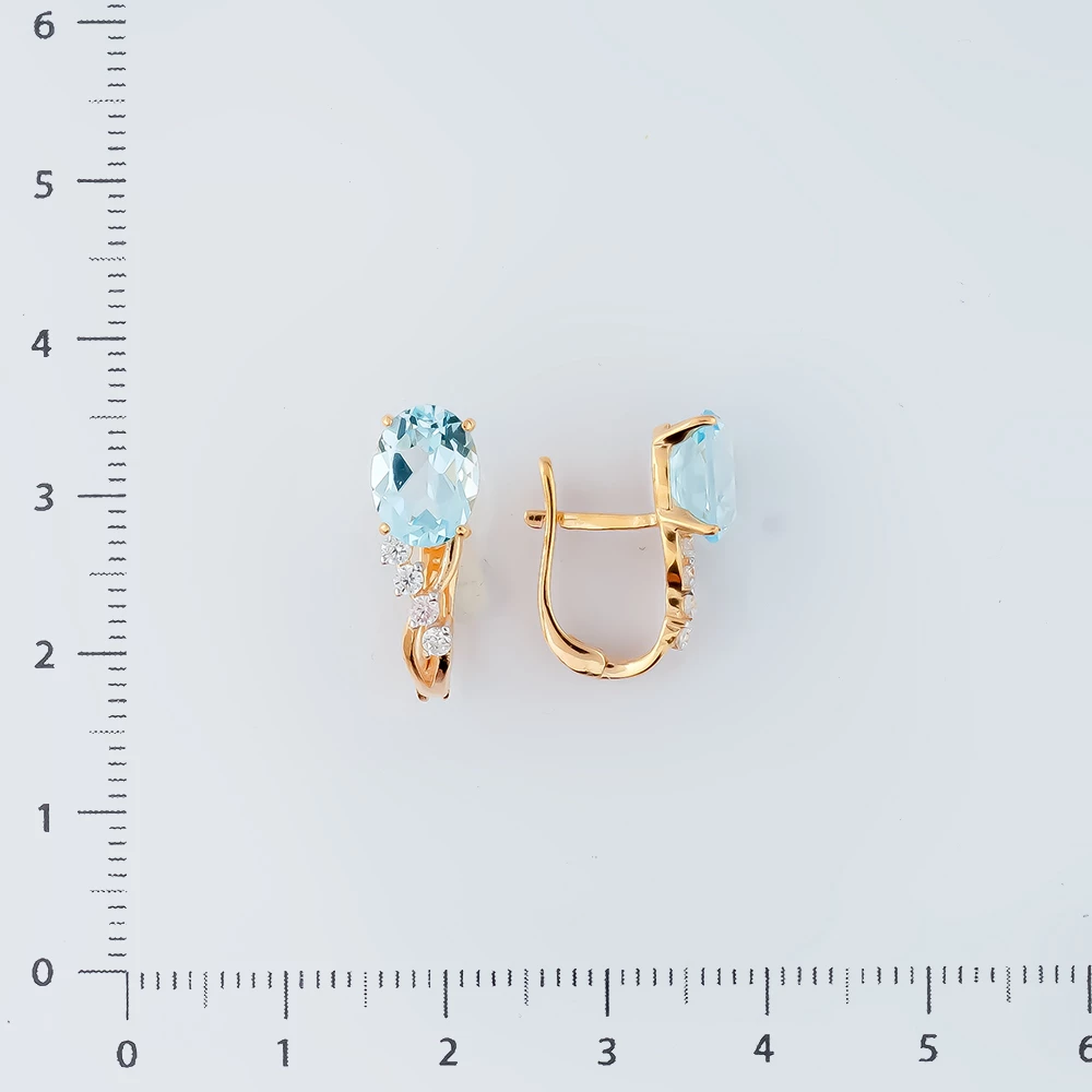 Серьги с топазом из красного золота 585 пробы