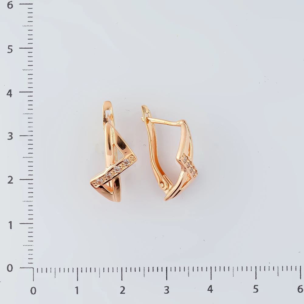 Серьги с фианитом из красного золота 585 пробы