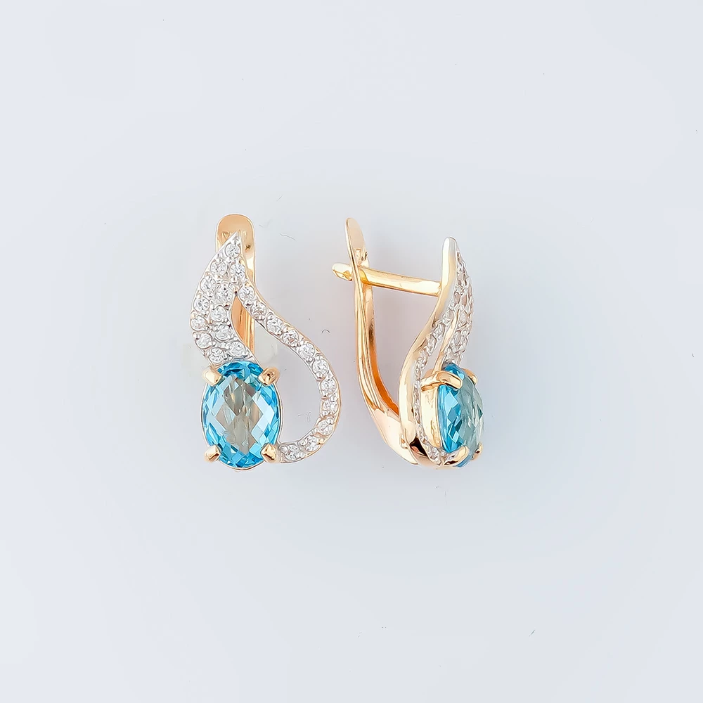 Серьги с топазом из красного золота 585 пробы