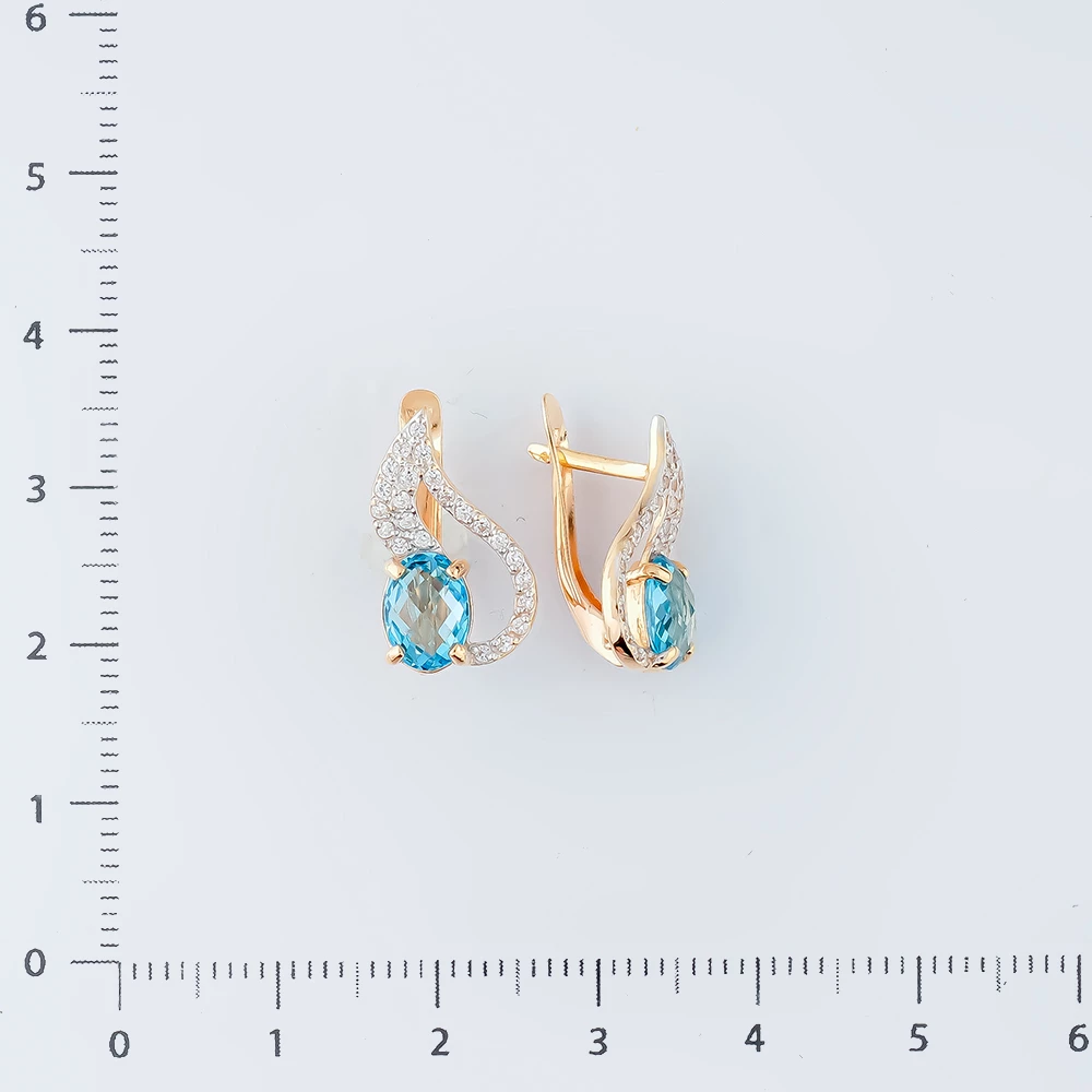 Серьги с топазом из красного золота 585 пробы