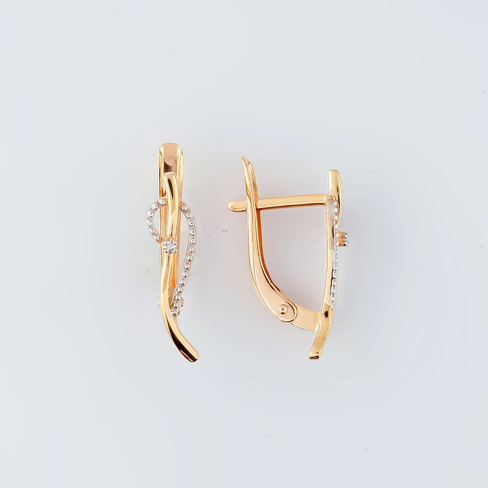 Серьги с бриллиантом из красного золота 585 пробы