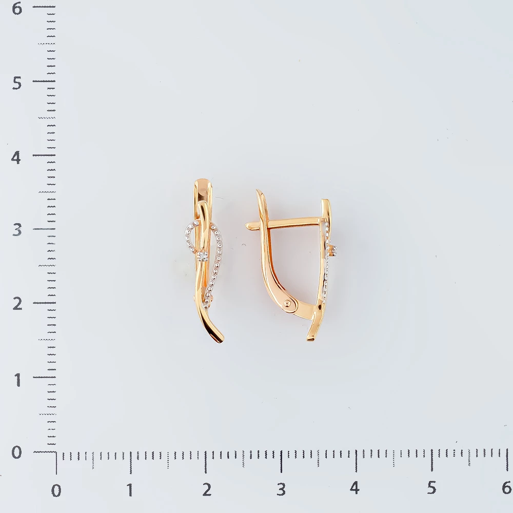 Серьги с бриллиантом из красного золота 585 пробы