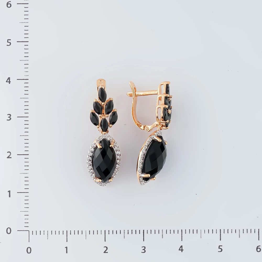 Серьги с гранатом из красного золота 585 пробы