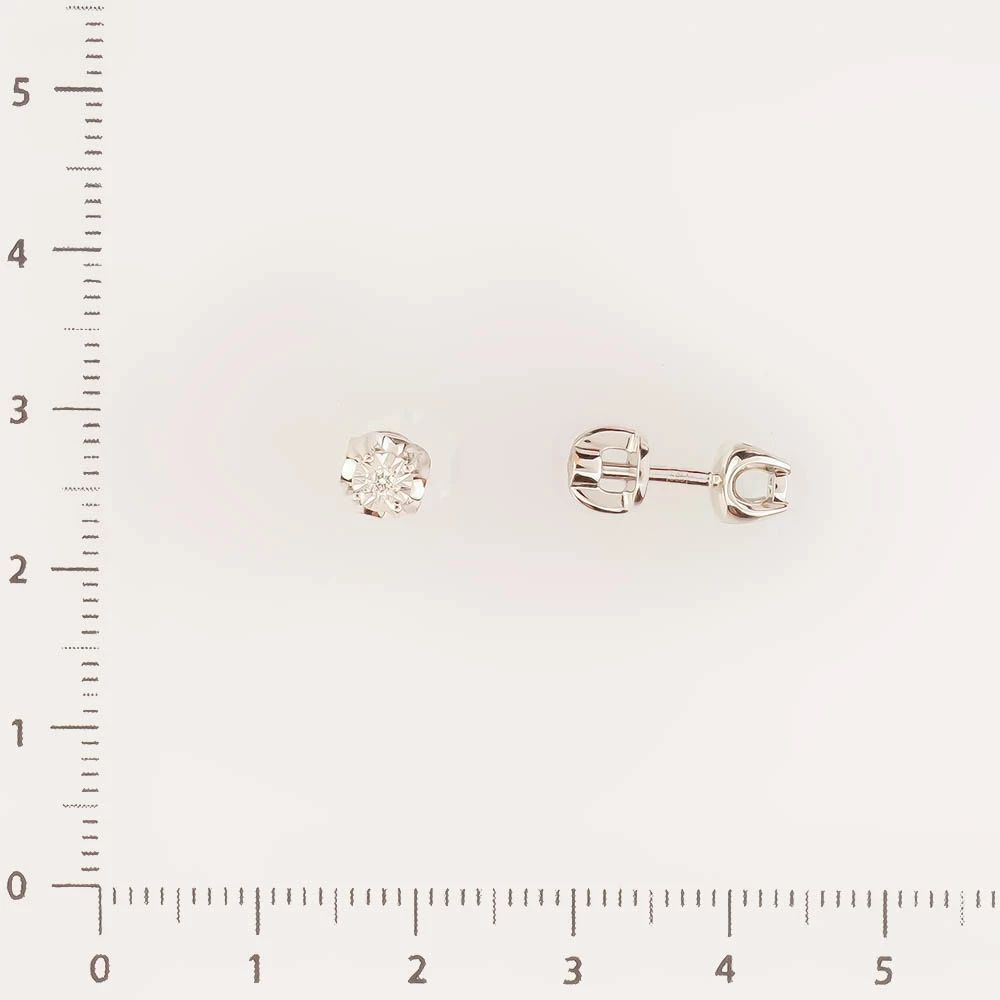 Серьги с бриллиантом из белого золота 585 пробы