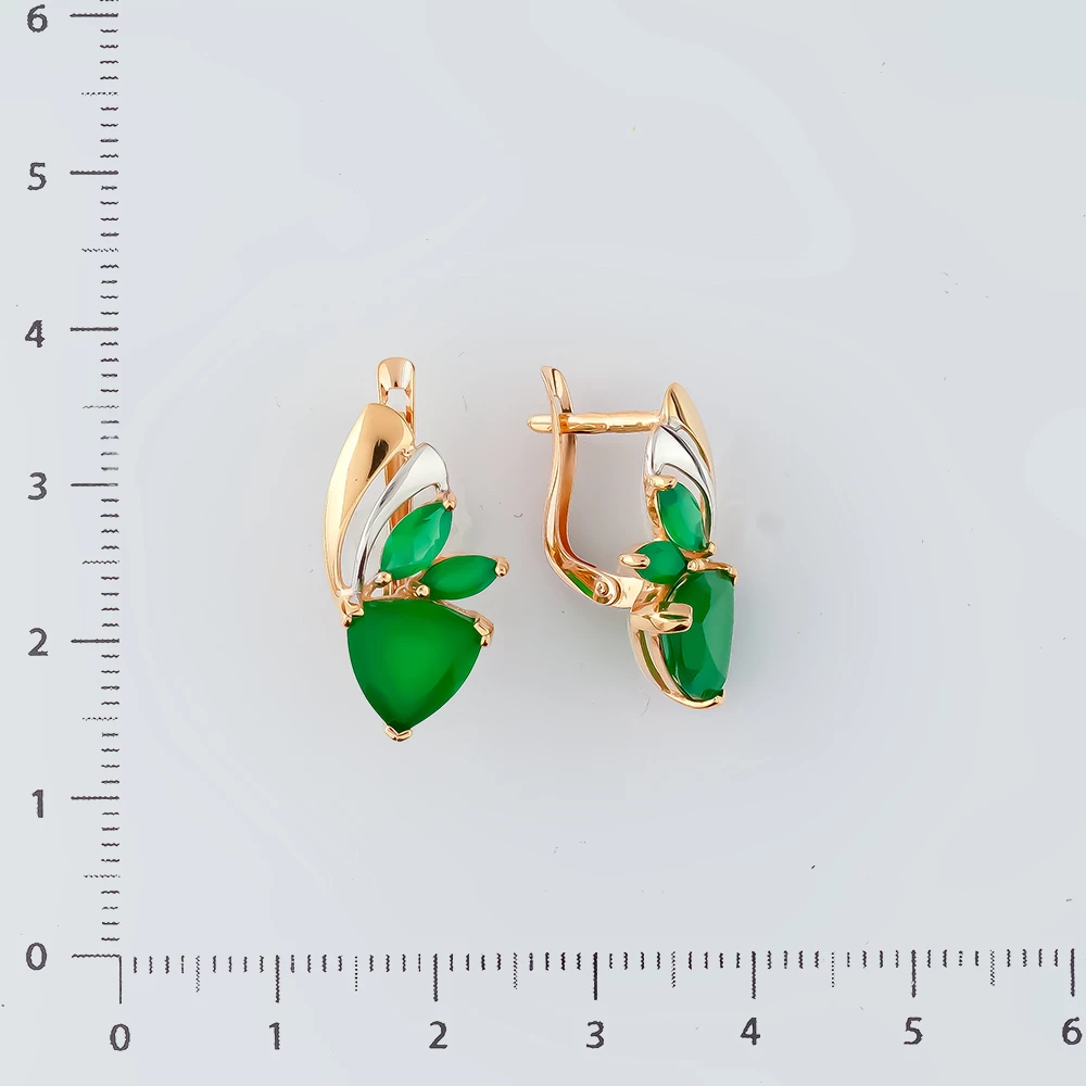 Серьги с агатом из красного золота 585 пробы