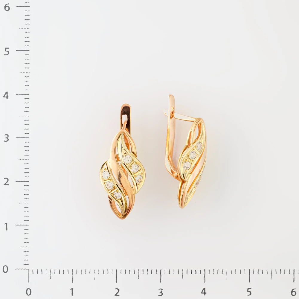 Серьги с фианитом из красного золота 585 пробы