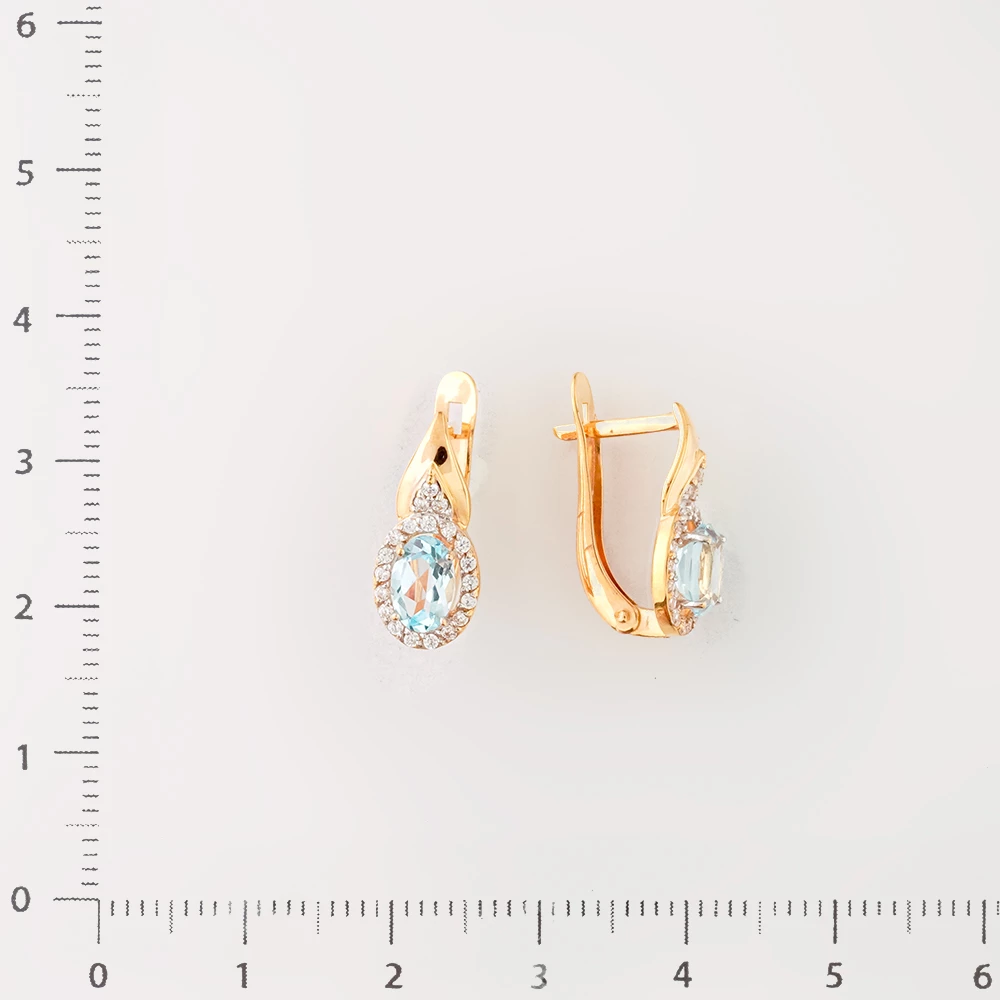 Серьги с топазом из красного золота 585 пробы