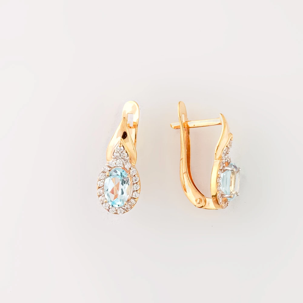 Серьги с топазом из красного золота 585 пробы