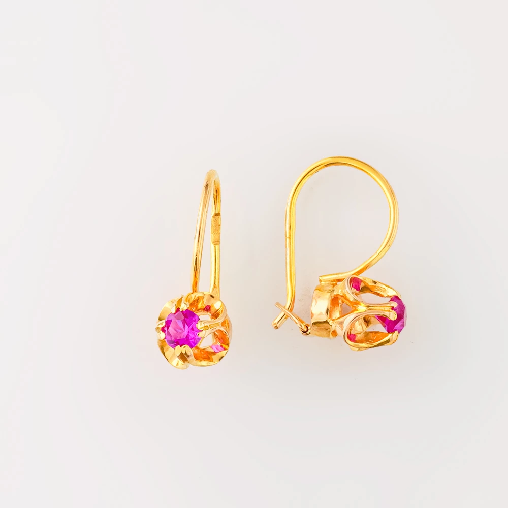 Серьги с фианитом из желтого золота 583 пробы